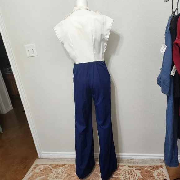 Vintage Wiggle Worm Blue White Jumpsuit Size 13 - Picture 5 of 12